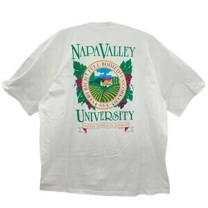 Vintage Napa Valley Uni Tee by Crazy Shirts 90s White Graphic‎ Single Stitch